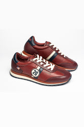 Steve McQueen Cool Dark Red Leather Sneakers for Men